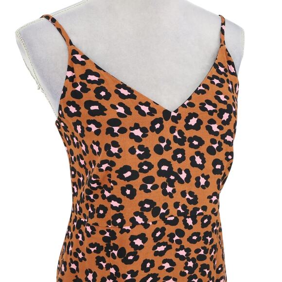 Sanctuary Slip Dress Womens 2 Brown Pink Animal Print Lined Mob Wife Resort New - Picture 8 of 16
